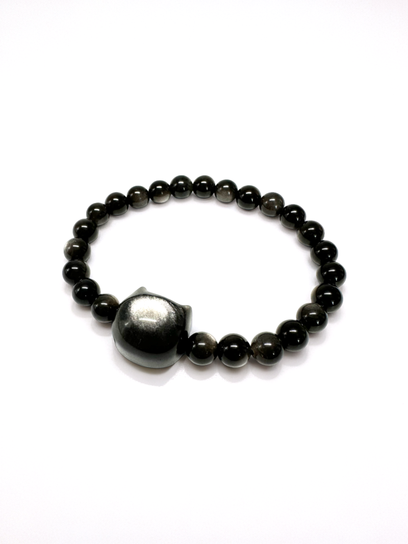 貓貓銀曜石 Silver Obsidian 手鏈