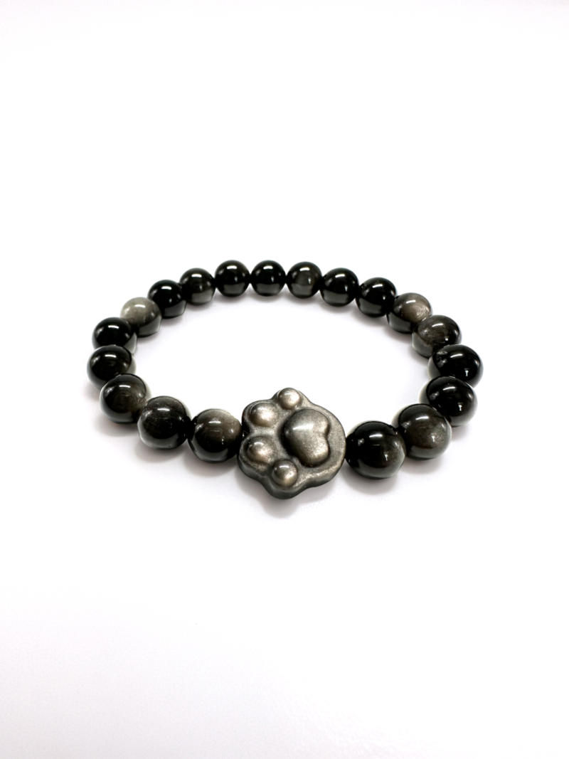 銀曜石 Silver Obsidian 貓手掌手鏈