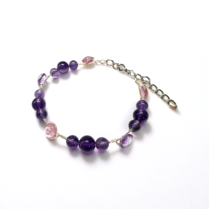 紫水晶 Amethyst 滴滴珠 純銀手鏈