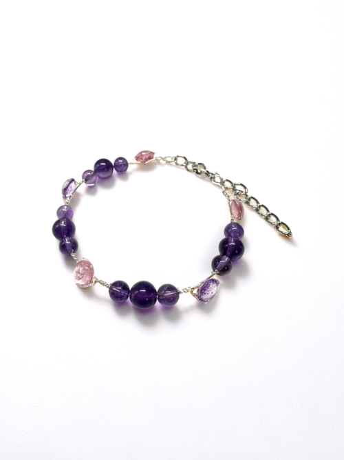 紫水晶 Amethyst 滴滴珠 純銀手鏈