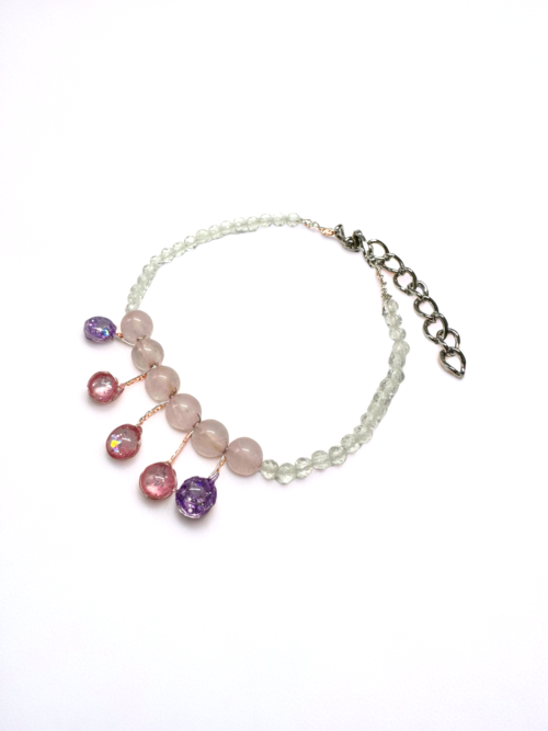 粉晶 Rose Quartz 滴滴珠純銀手鏈