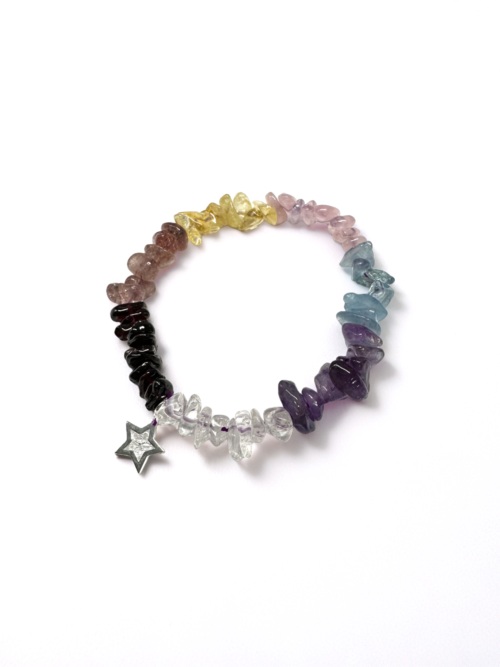白水晶 Clear Quartz +對應七輪水晶手鏈