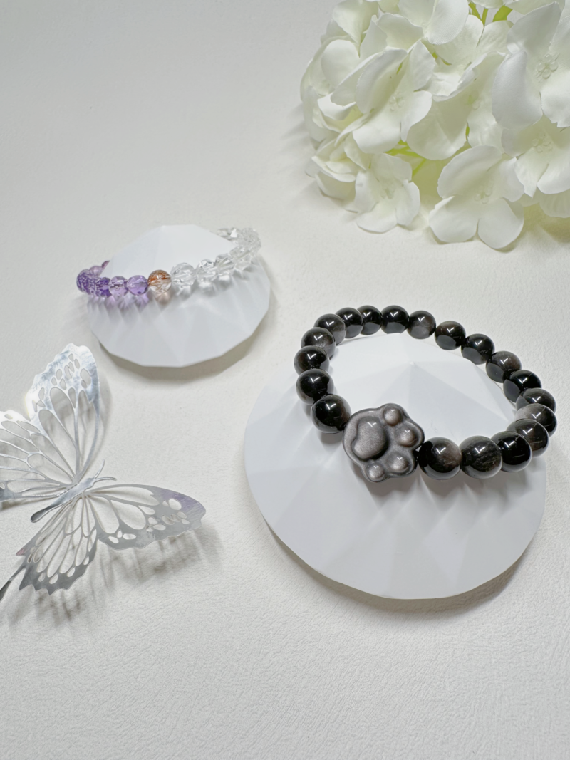 銀曜石 Silver Obsidian 貓手掌手鏈